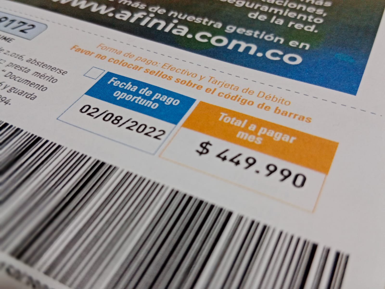 Factura de energía Afinia Cartagena