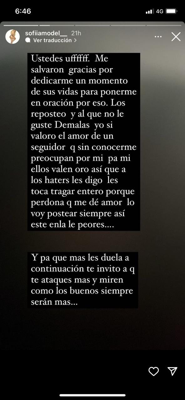 Sofía Avendaño agradeció a las personas que la han puesto en oración.