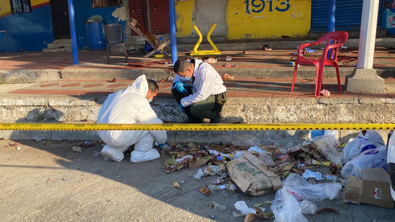 Escena del crimen de las cuatro personas en El Santuario, sur de Barranquilla.