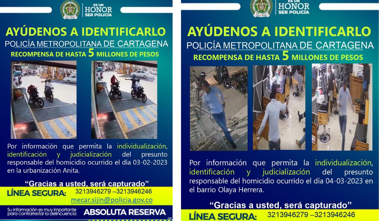 Con estos carteles la Policía busca dar con los bandidos