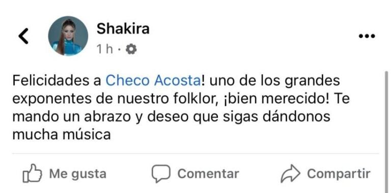 Felicitación de Shakira
