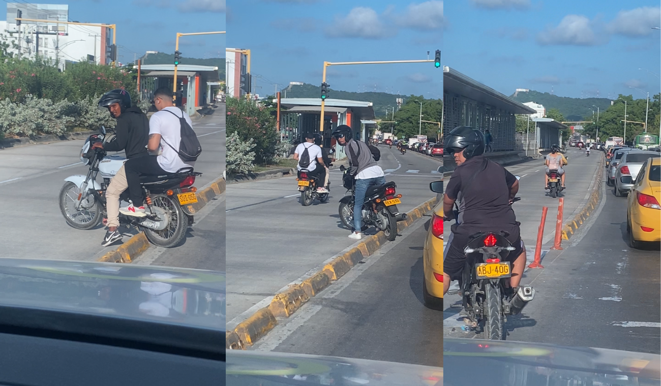 Motociclistas invaden carril de Transcaribe