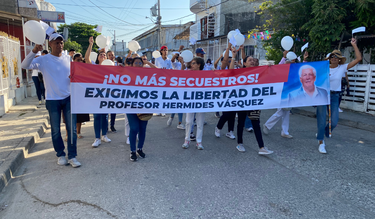 Movilización por la liberación del profesor Hermides Vásquez