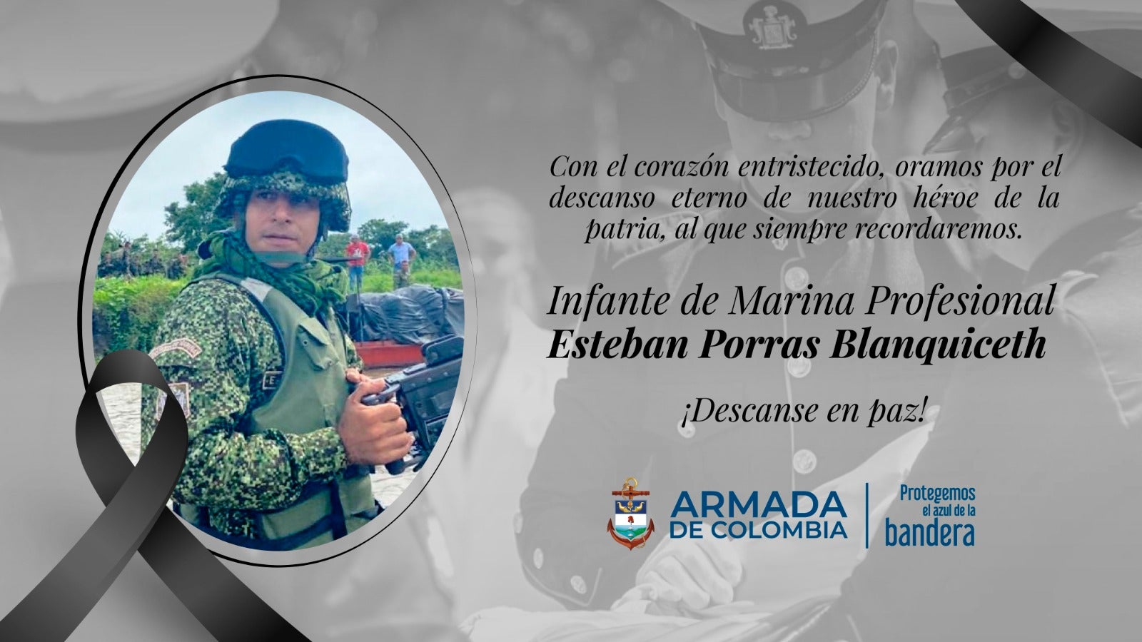 Mensaje de solidaridad de la Armada de Colombia.