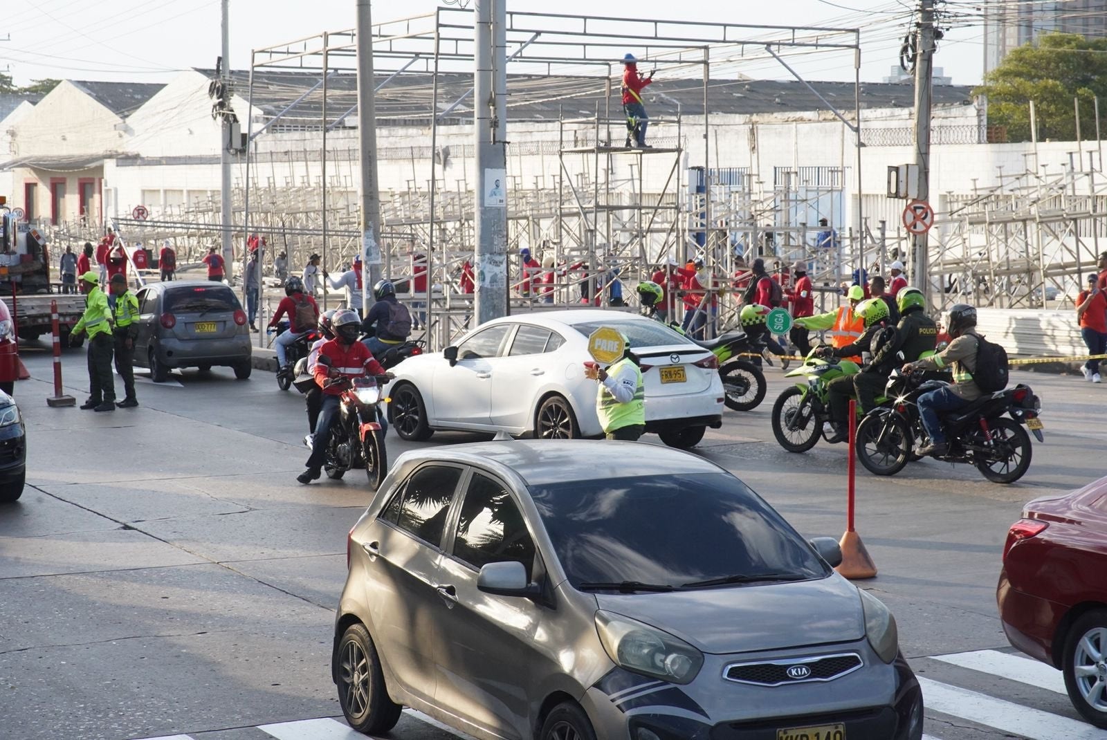 Instalación de palcos para el Carnaval 2024.