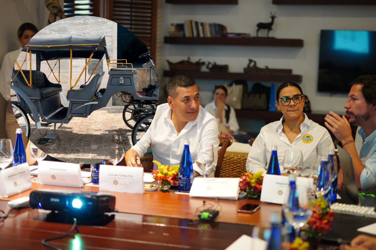 Alcalde de Cartagena Dumek Turbay, con Alejandro Riaño.