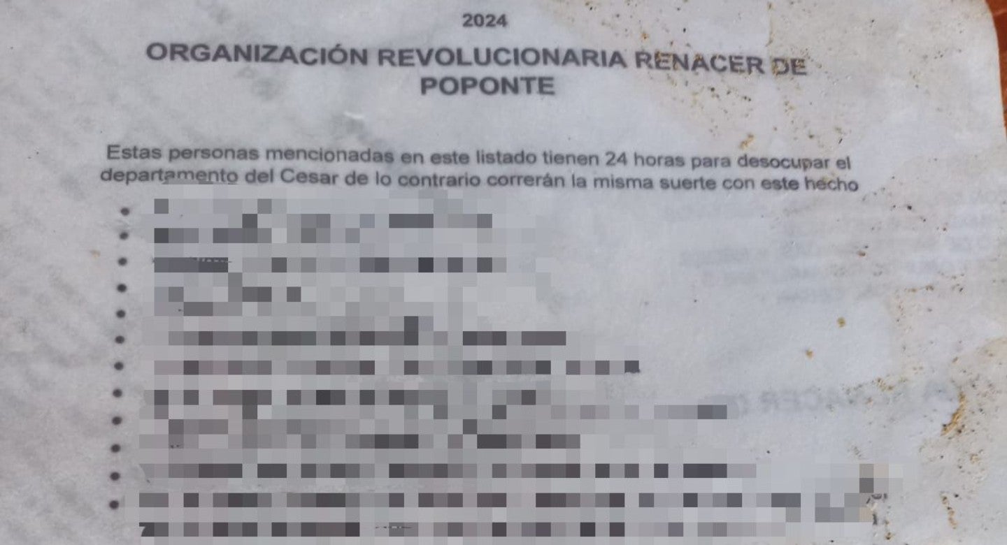 Panfleto amenazante.