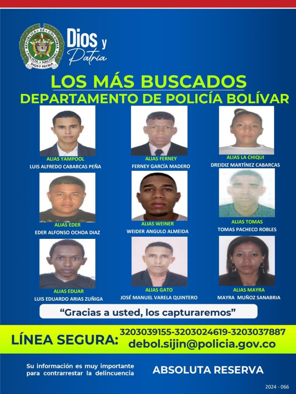 Cartel más buscados en Bolívar.