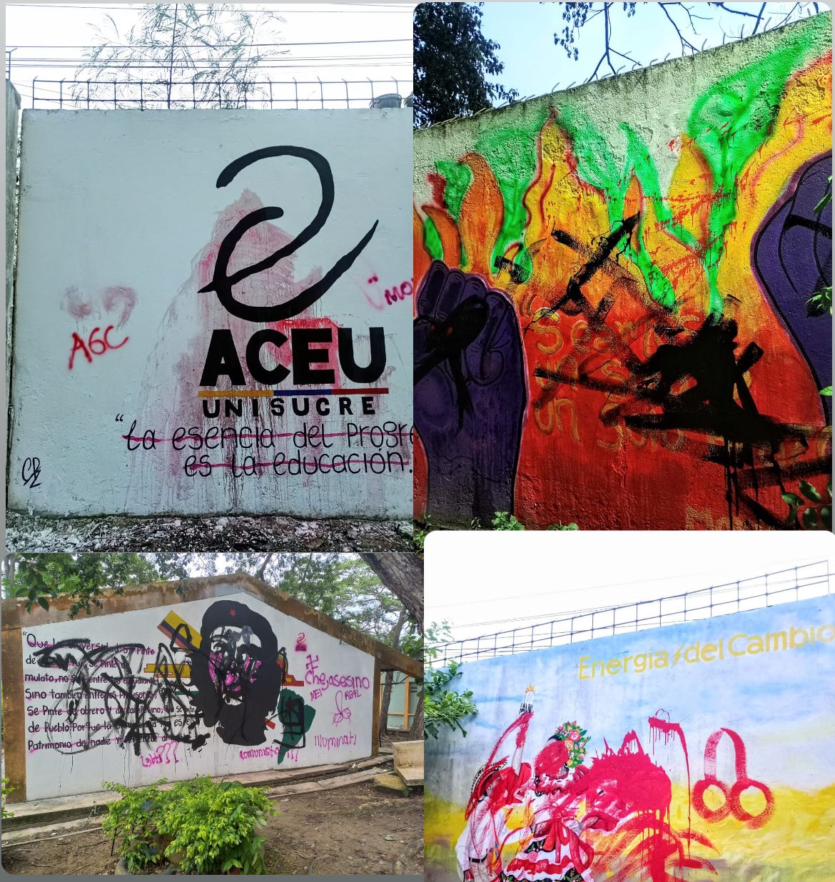La denuncia sobre los grafitis la hizo la Asociación Colombiana de Estudiantes Universitarios