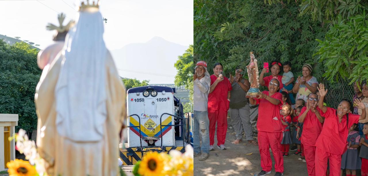 Virgen del Carmen recorre en tren el Magdalena