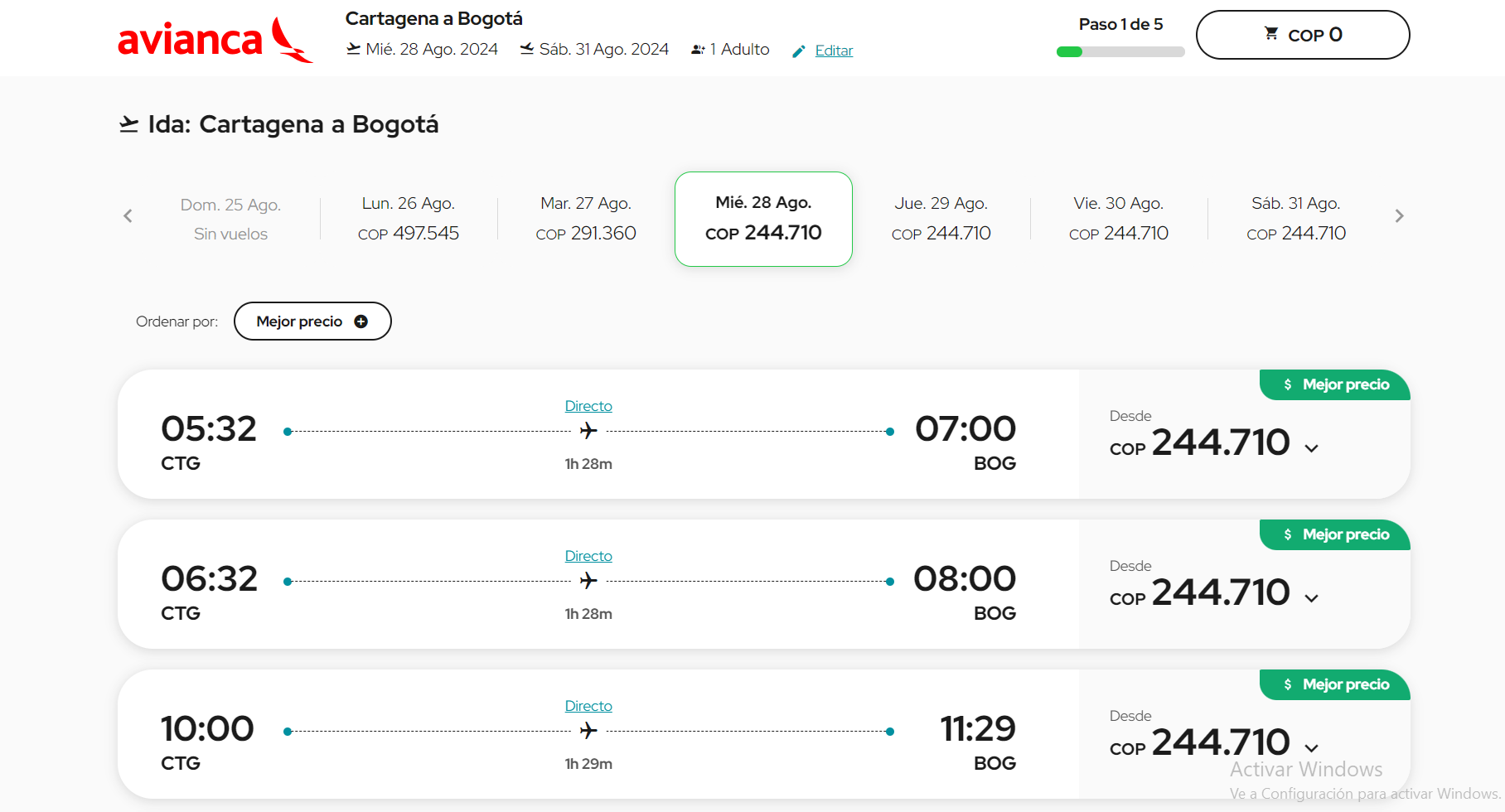 Captura venta de vuelos Avianca