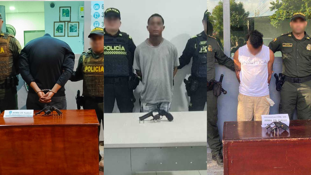 Tres hombres fueron capturados en Cartagena por porte ilegal de armas de fuego