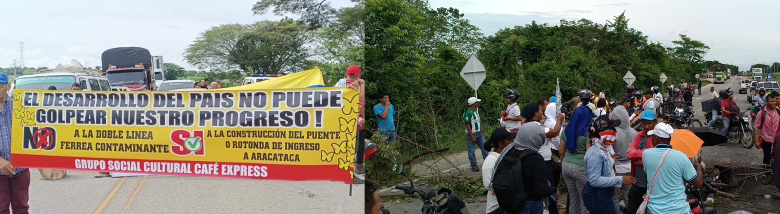 Organizaciones sociales bloquean la Troncal del Oriente, en la entrada de Aracataca (Magdalena)