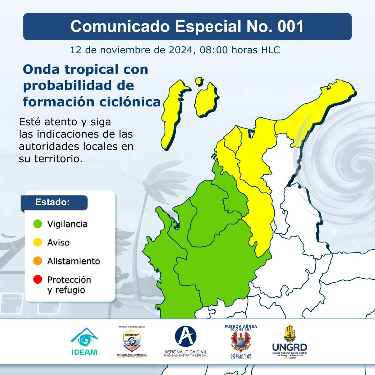 Gobernación declara alerta amarilla en el Magdalena por onda tropical con probabilidad de formación ciclónica