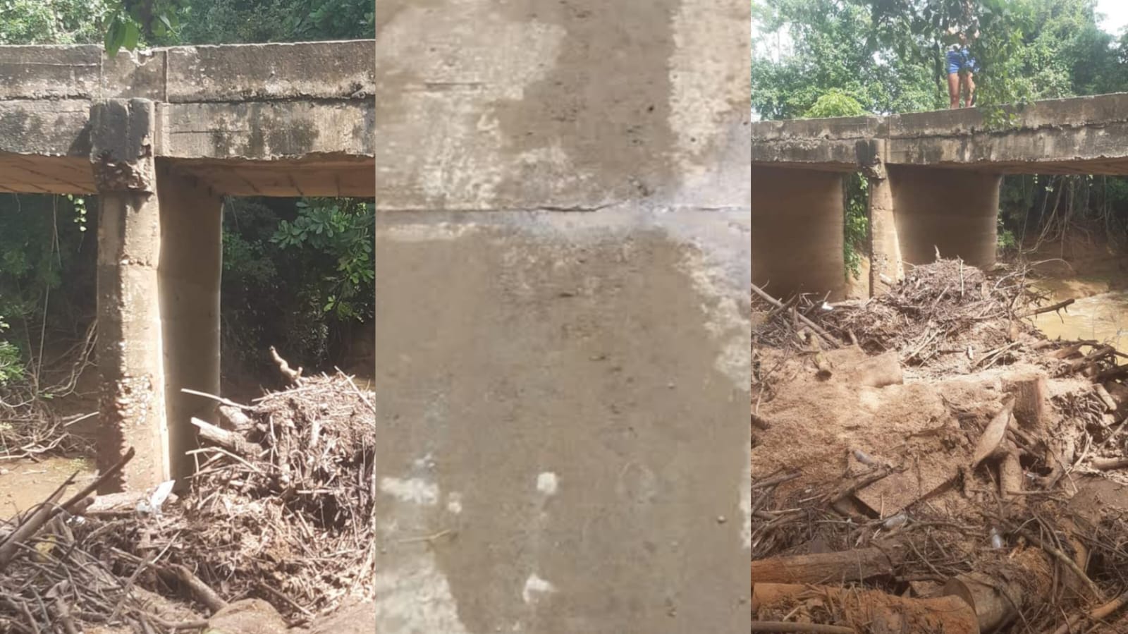 Este es el estado del puente, el cual a raíz de la temporada invernal tiene los cimientos debilitados.