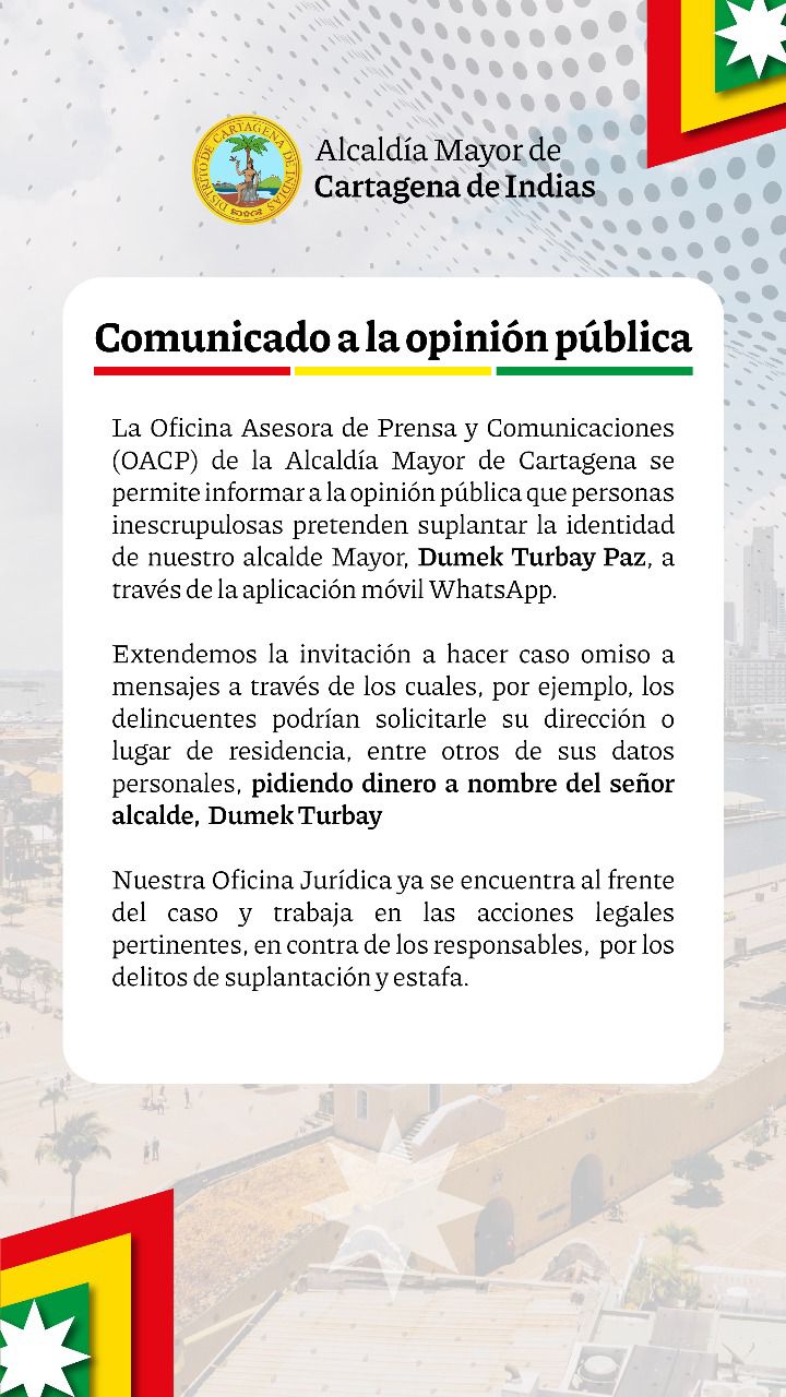 alerta a la comunidad sobre suplantación de alcalde