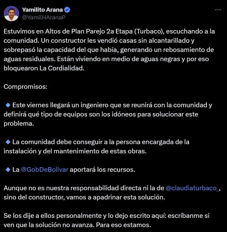 publicacion sobre problematica en Turbaco