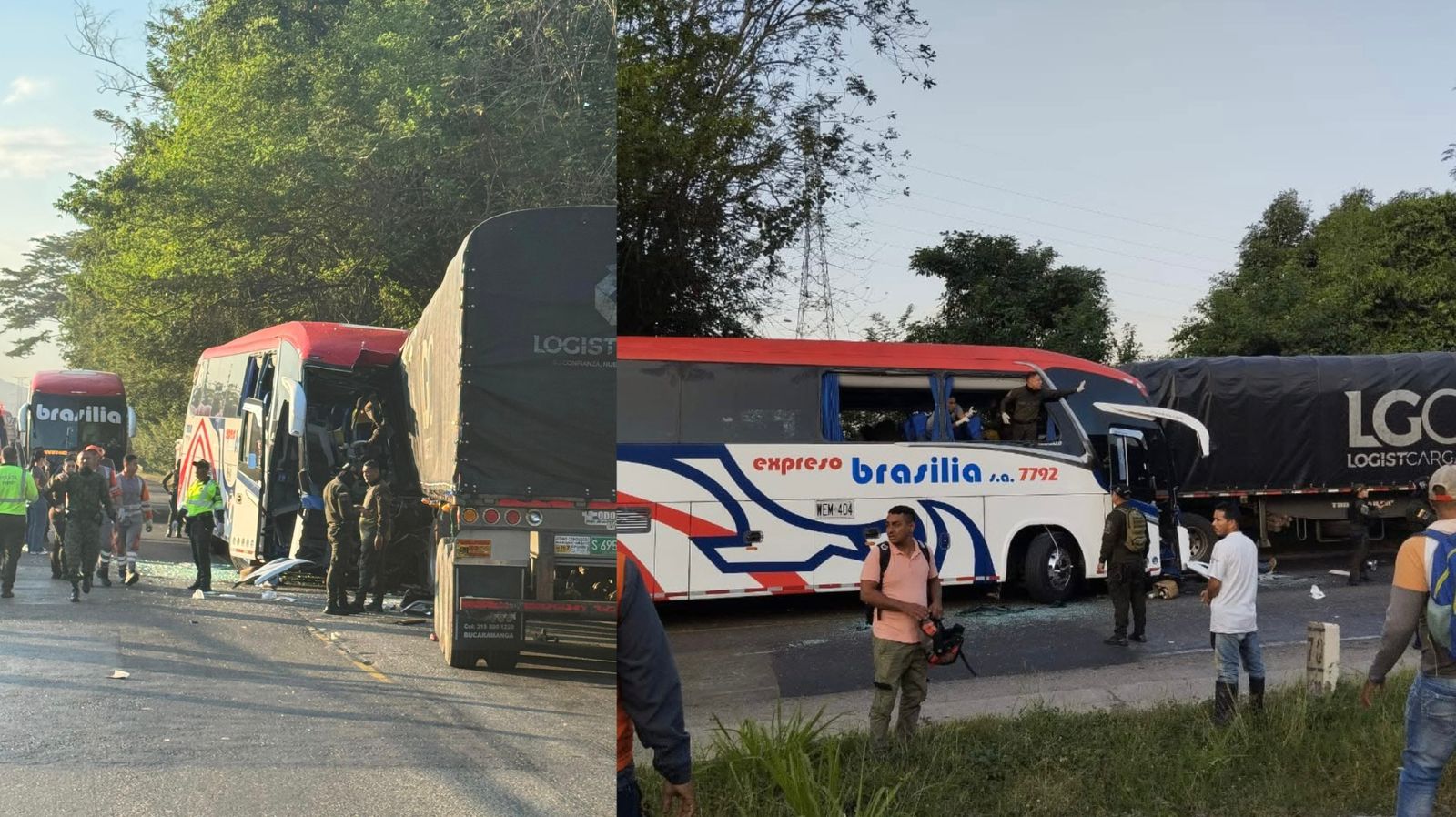 Dos conductores y un pasajero perecieron en choque entre bus y tractocamión en Zona Bananera