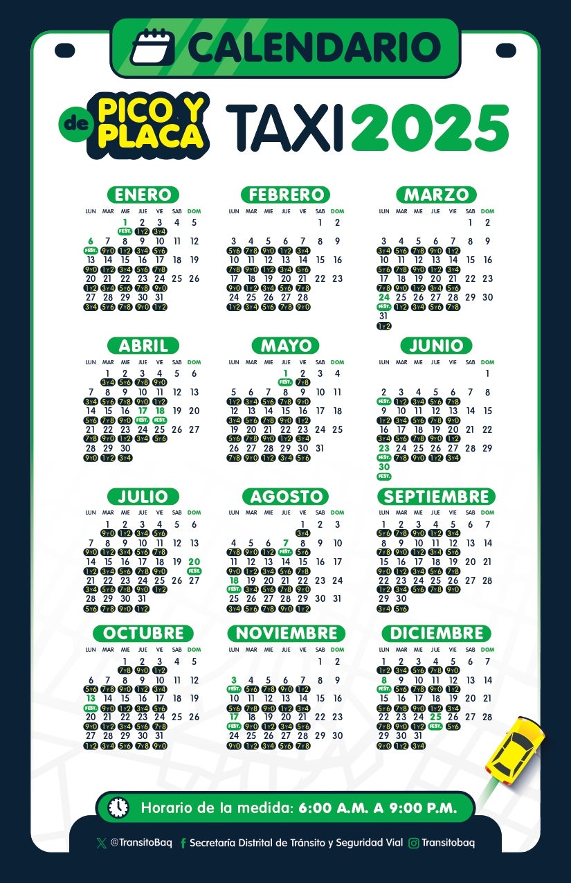 Pico y Placa taxis en Barranquilla