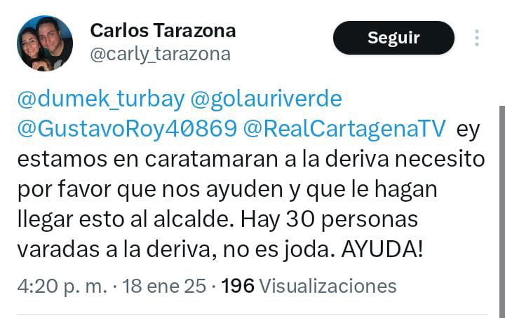 Post del ciudadano que expone la situación
