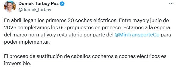 Trino del alcalde Dumek Turbay sobre caballos cocheros