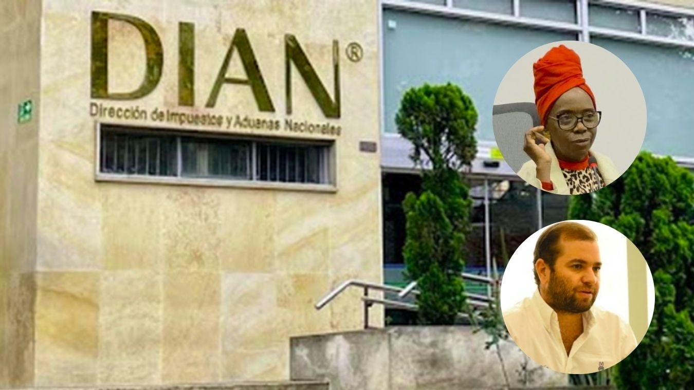 De fondo: imagen referencia de DIAN y fotografías de congresistas bolivarenses