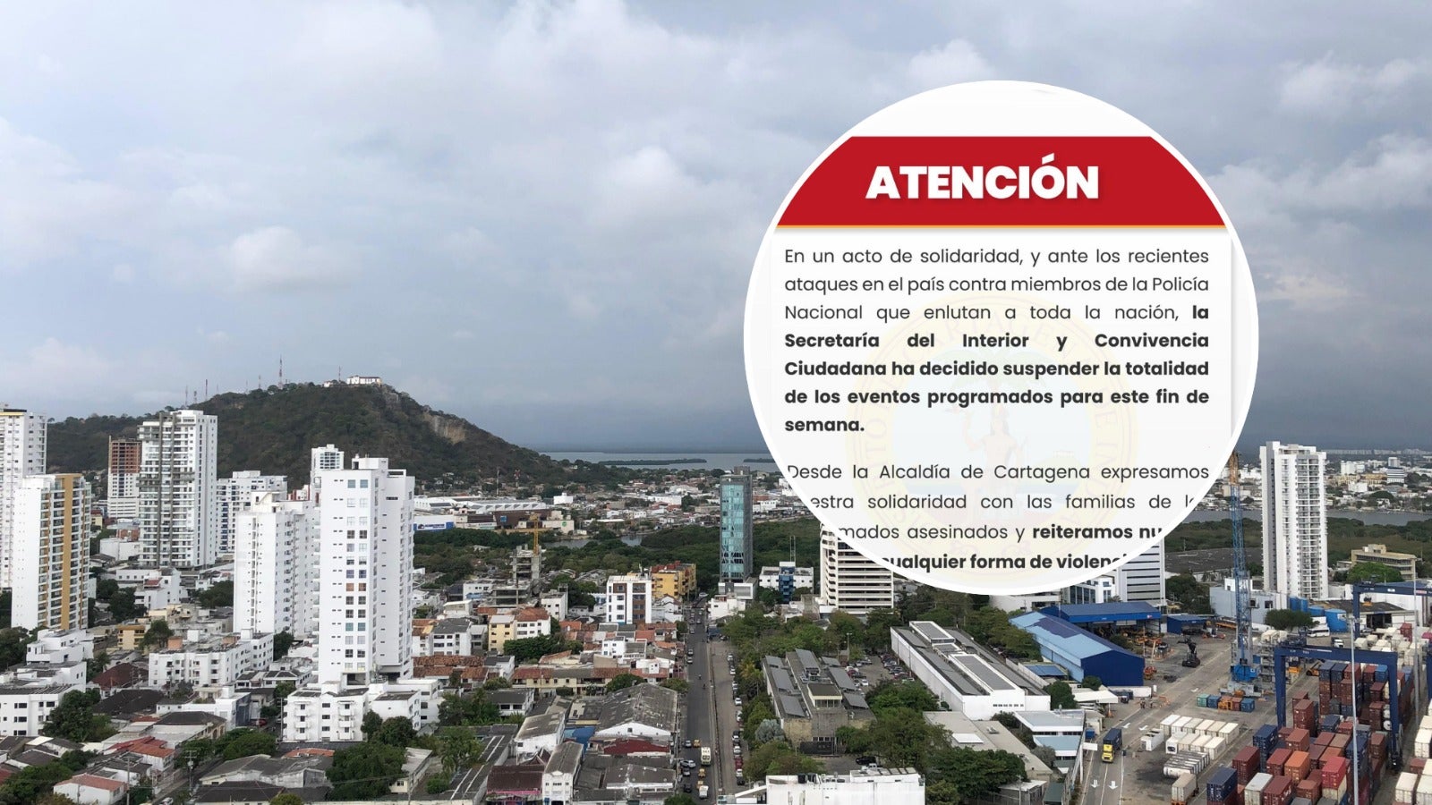 Cartagena suspende eventos públicos Abr 30