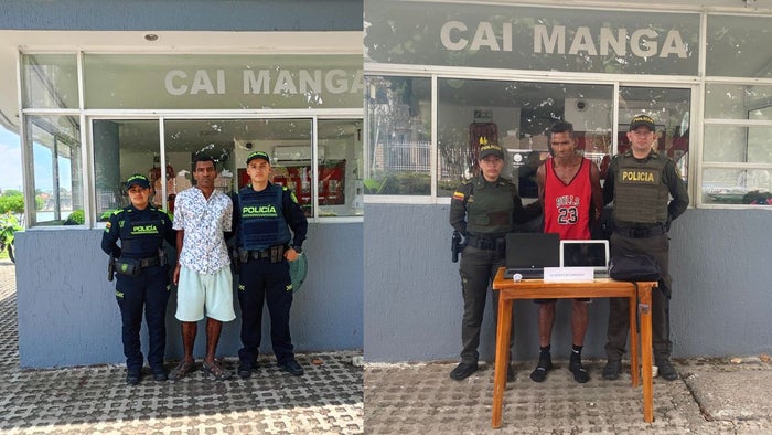 Capturan a dos 'pintas' que estaban robando en casas del barrio Manga