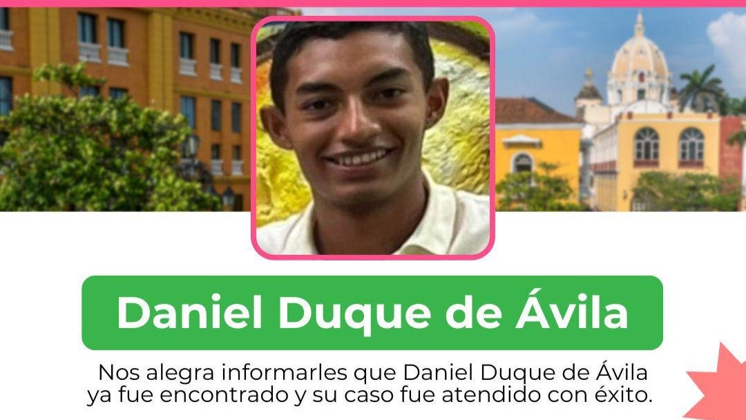 Apareció con vida Daniel Duque de Ávila, menor desaparecido en Cartagena.