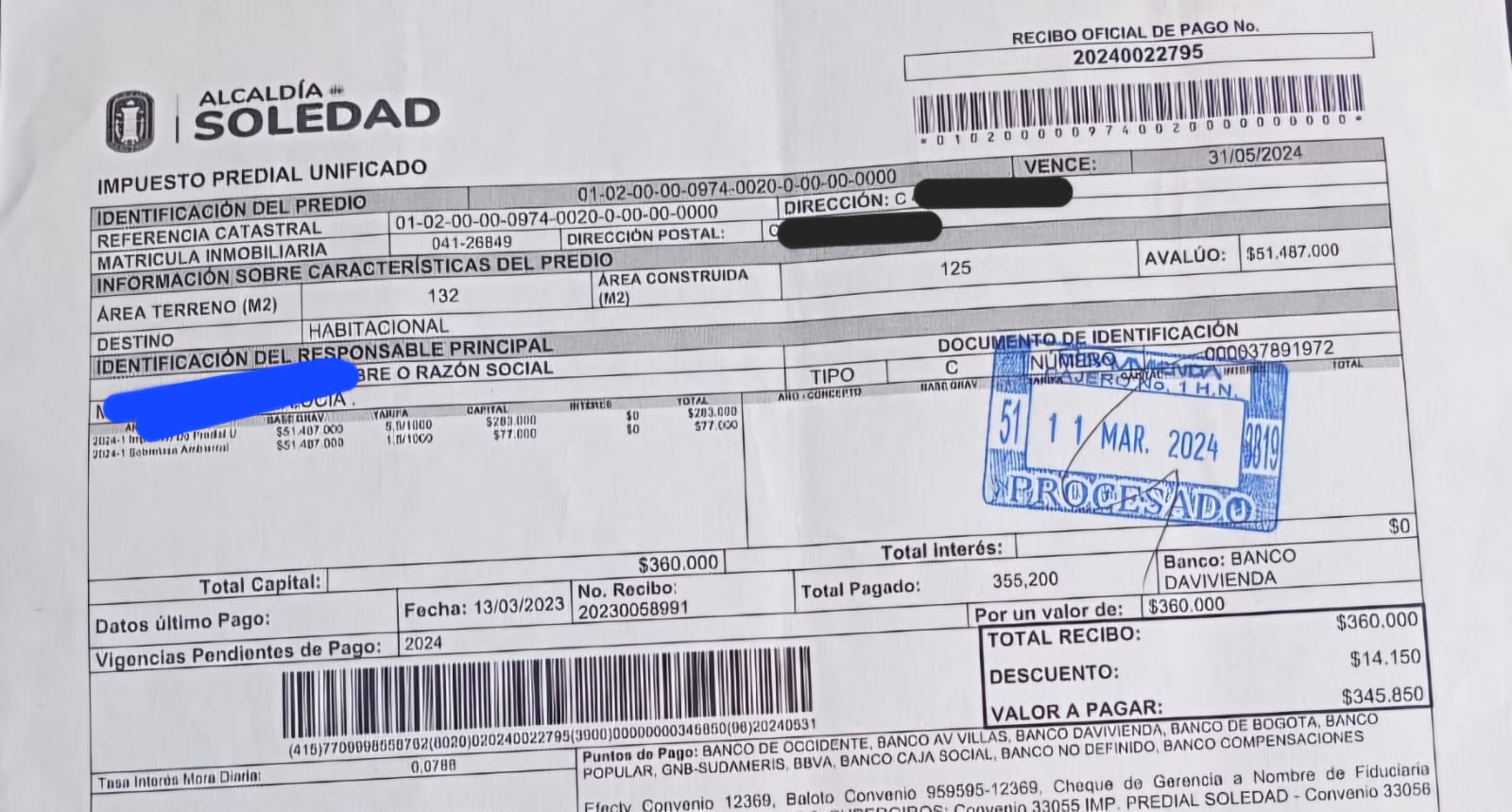 El municipio ha propuesto que las deudas se paguen en plazos hasta de 5 años