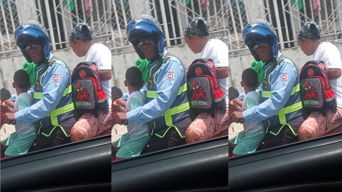 Agente de transito infringiendo normas de tránsito