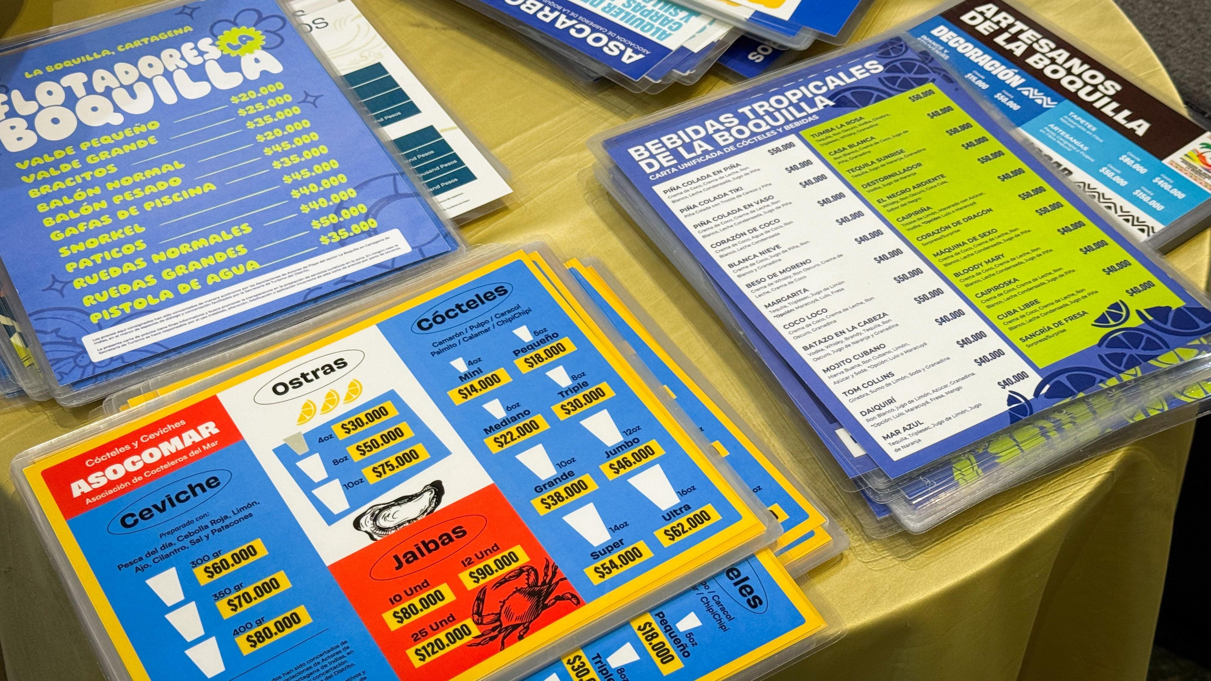 Carta de precios playas de La Boquilla