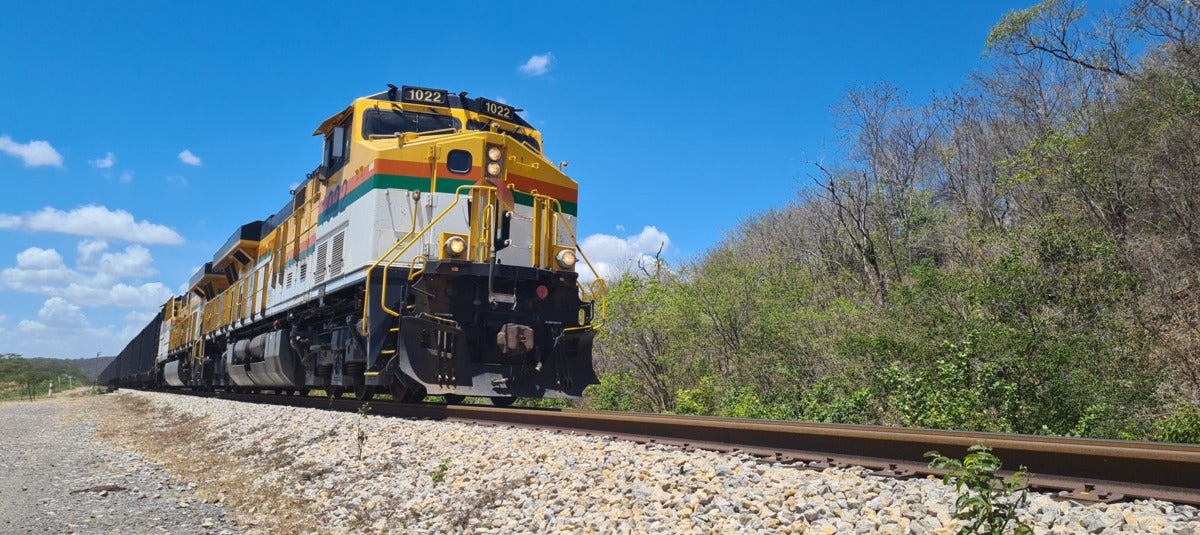 Tren de Cerrejón en la línea férrea.