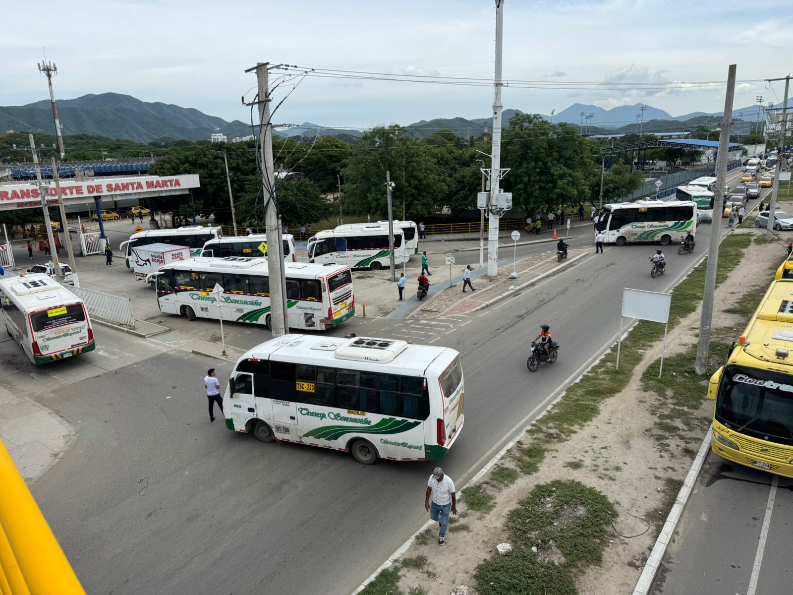 Bloqueos en la Central de Transporte de Santa Marta