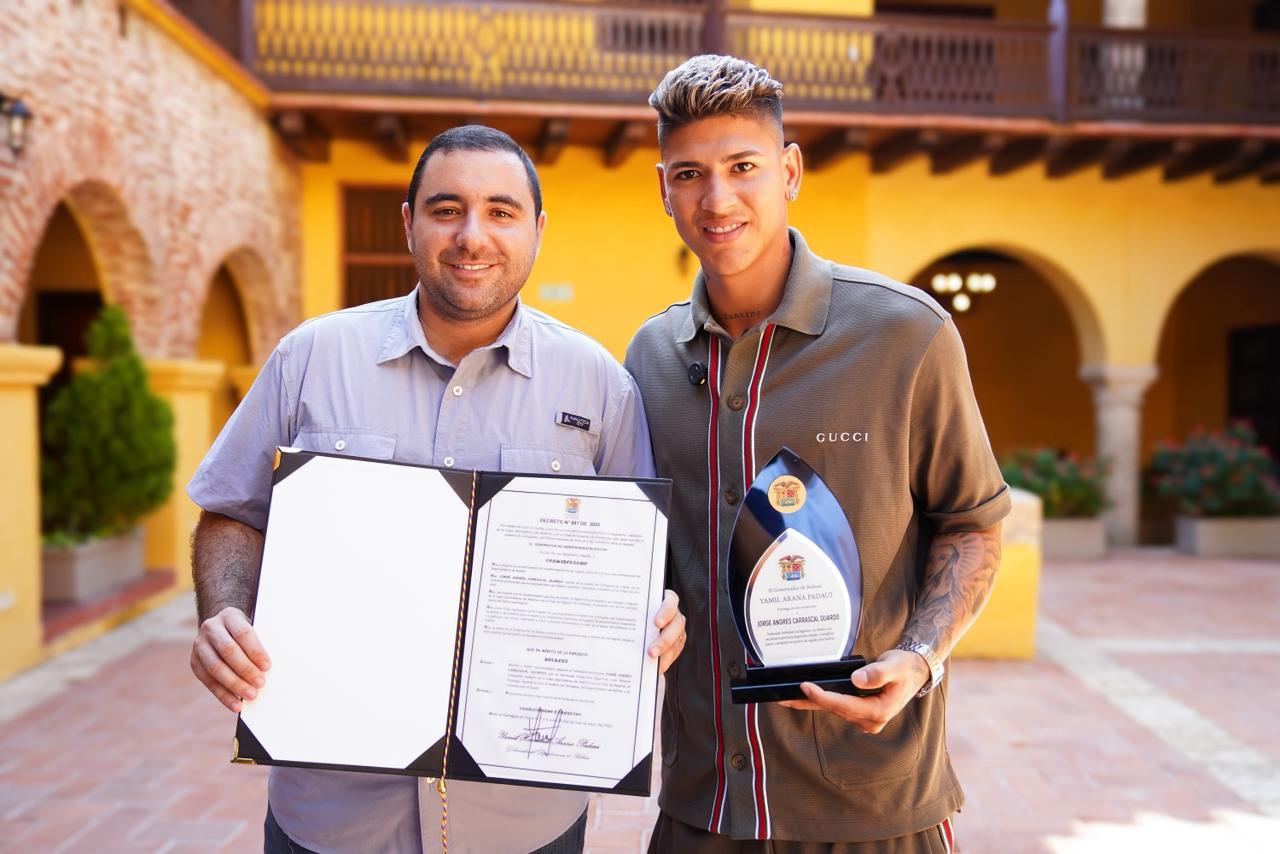 Gobernador de Bolívar Yamil Arana y futbolista Jorge Carrascal