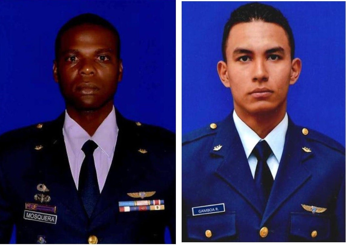 Jesús Mosquera y Sebastián Gamboa, militares de la FAC que murieron en Medellín.