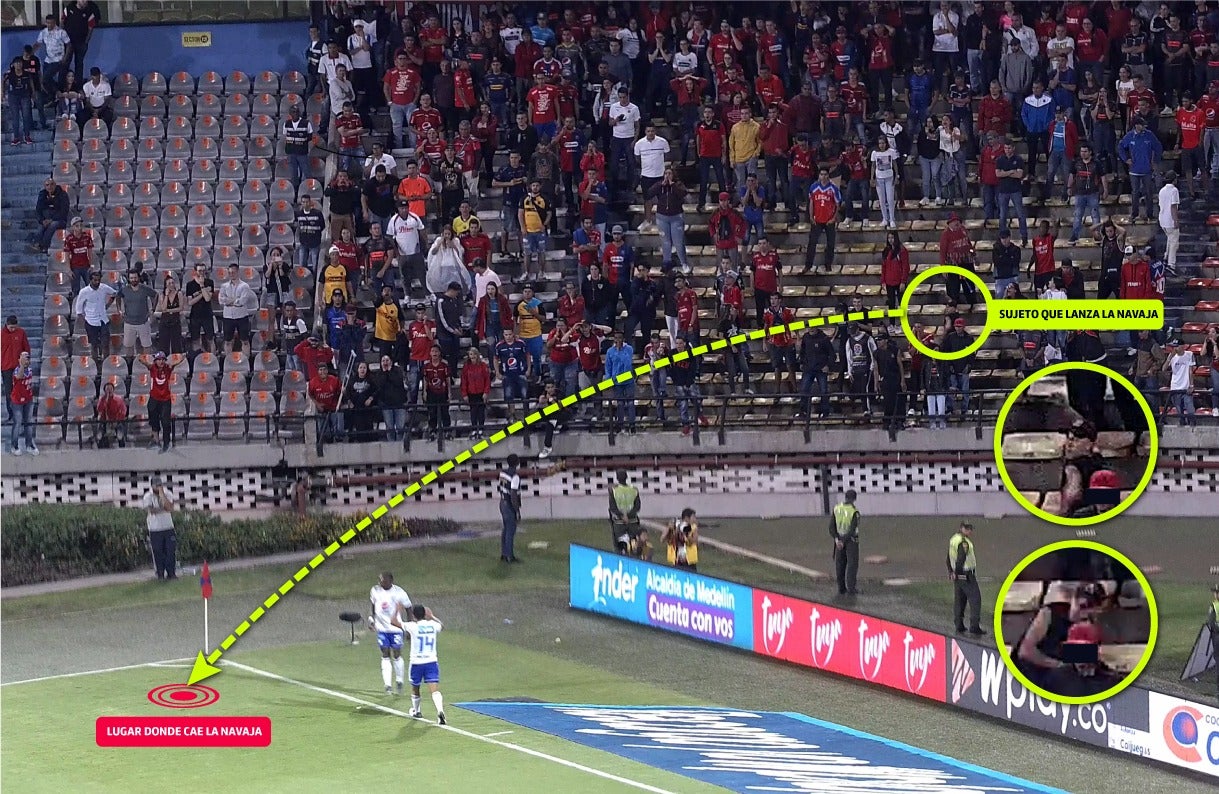 Hincha de Medellín lanzó un arma blanca a la cancha.