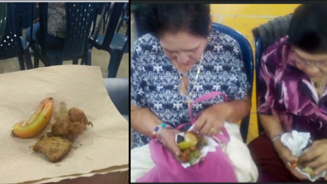 ¡Humillados! 300 adultos mayores recibieron un pedazo de tomate y carne en una servilleta en el Retiro