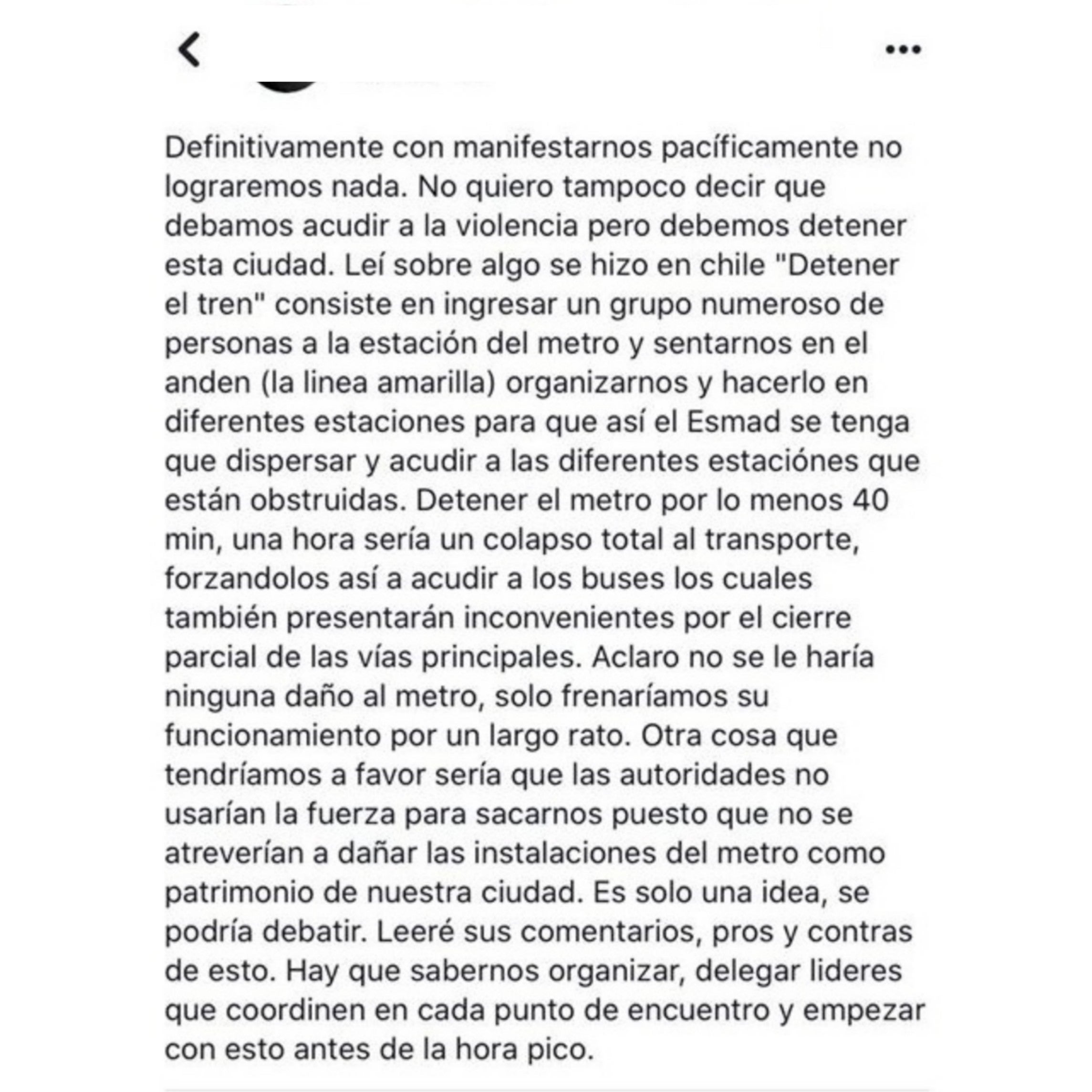 Jóvenes estarían convocando a bloquear el Metro en redes sociales