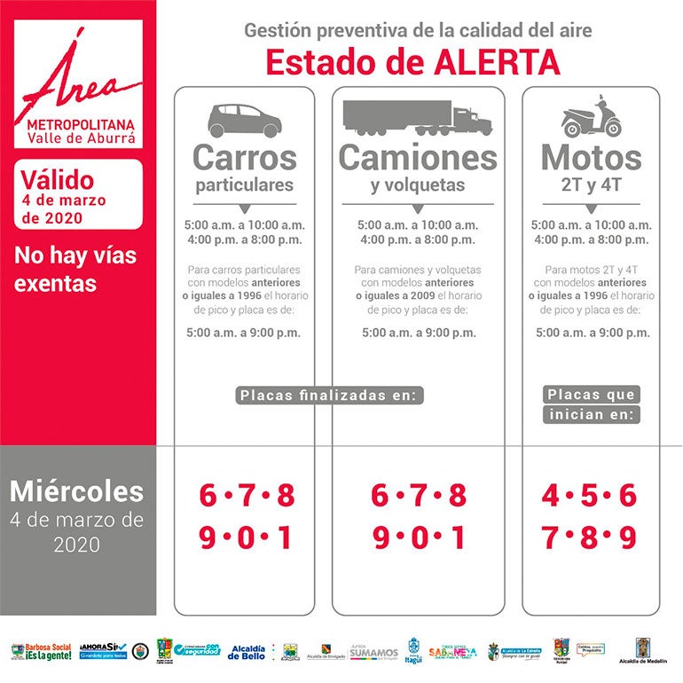 Pico y placa para el miércoles 4 de marzo