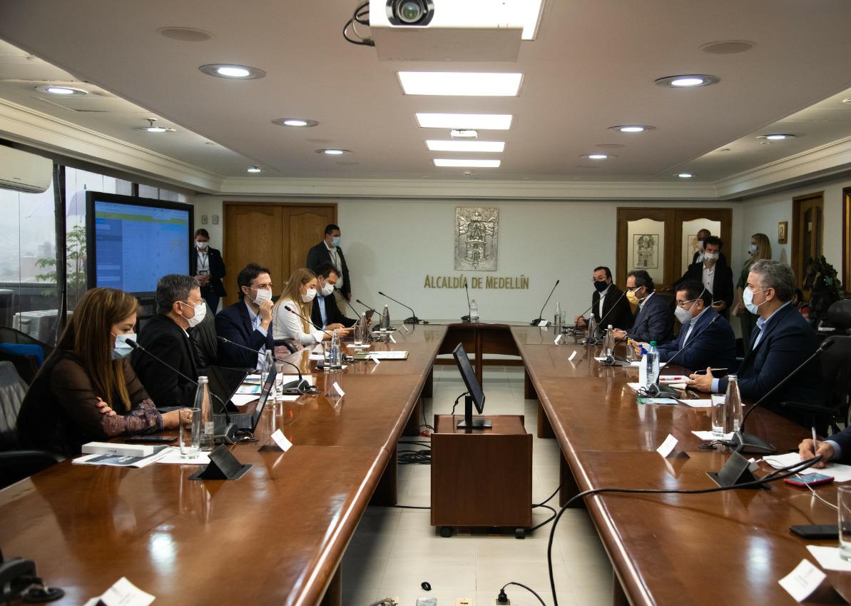 Reunión del presidente Iván Duque con el alcalde de Medellín y el gobernador encargado de Antioquia