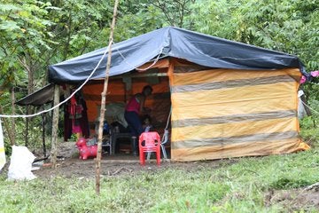 Los cambuches fueron improvisados por los exguerrilleros y sus familias.