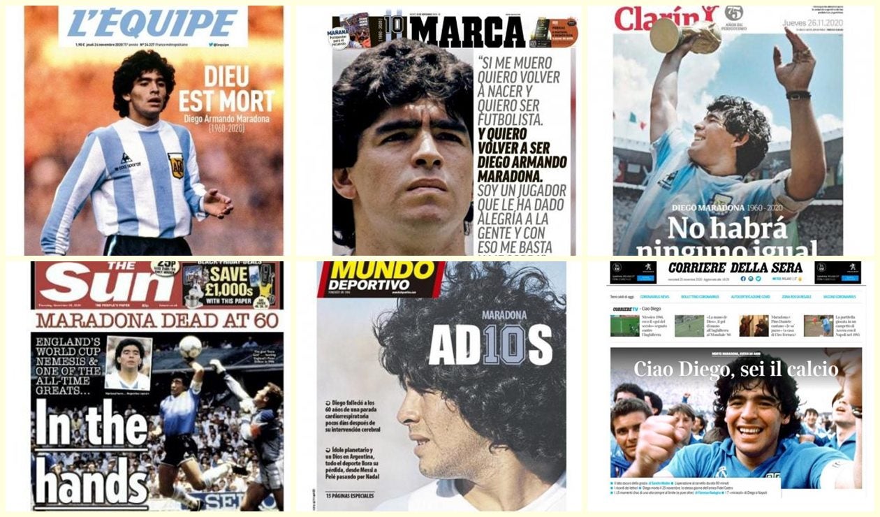 Portadas del mundo por la muerte de Diego Maradona