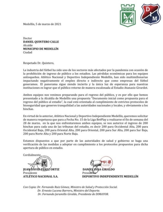 Comunicado Nacional y Medellín