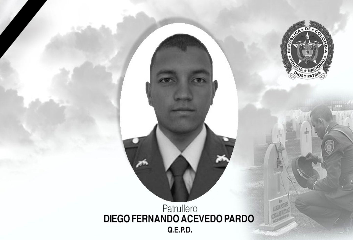 Patrullero Diego Fernando Acevedo Pardo, asesinado en Liborina, Antioquia.