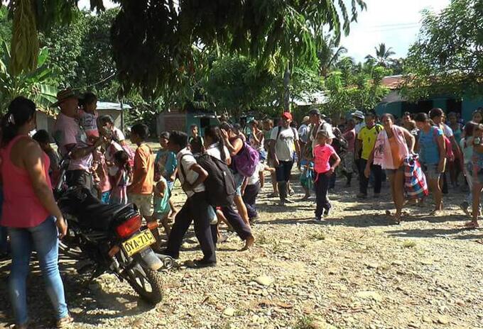Imagen referencial de desplazamientos masivos en Cáceres, Antioquia.