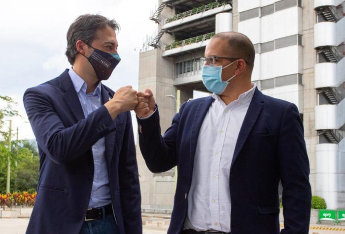 El alcalde de Medellín, Daniel Quintero, y gerente de EPM, Jorge Carrillo.