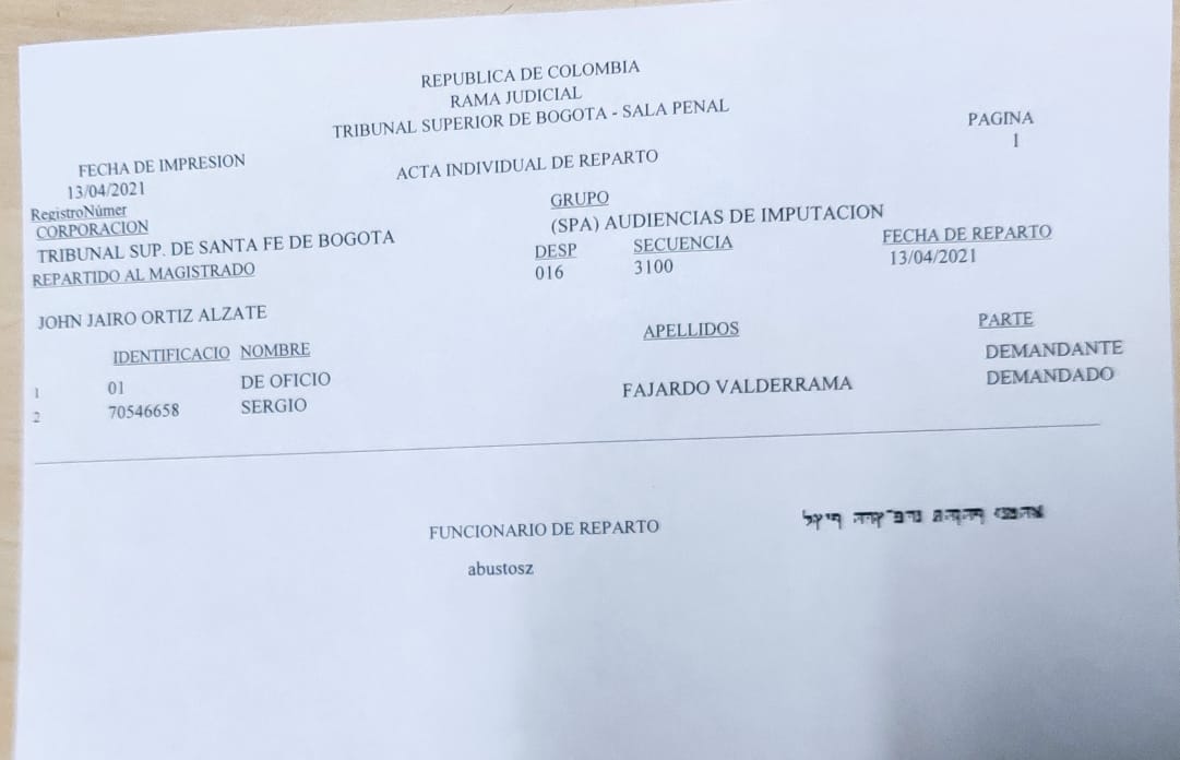 Fotografía de la asignación de la audiencia