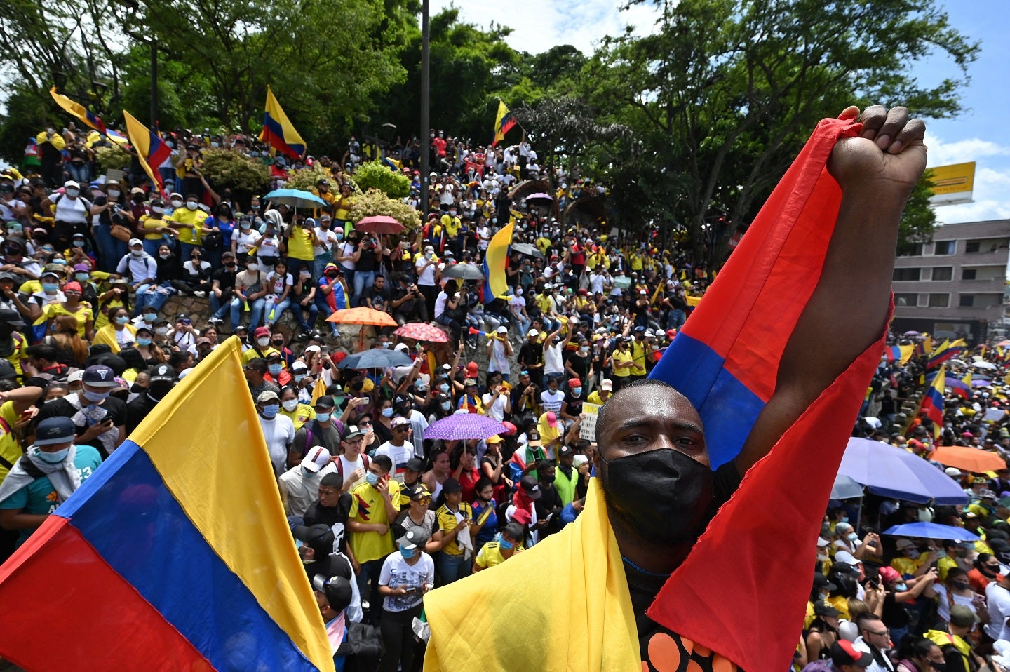 Protestas en Cali en medio del paro nacional.