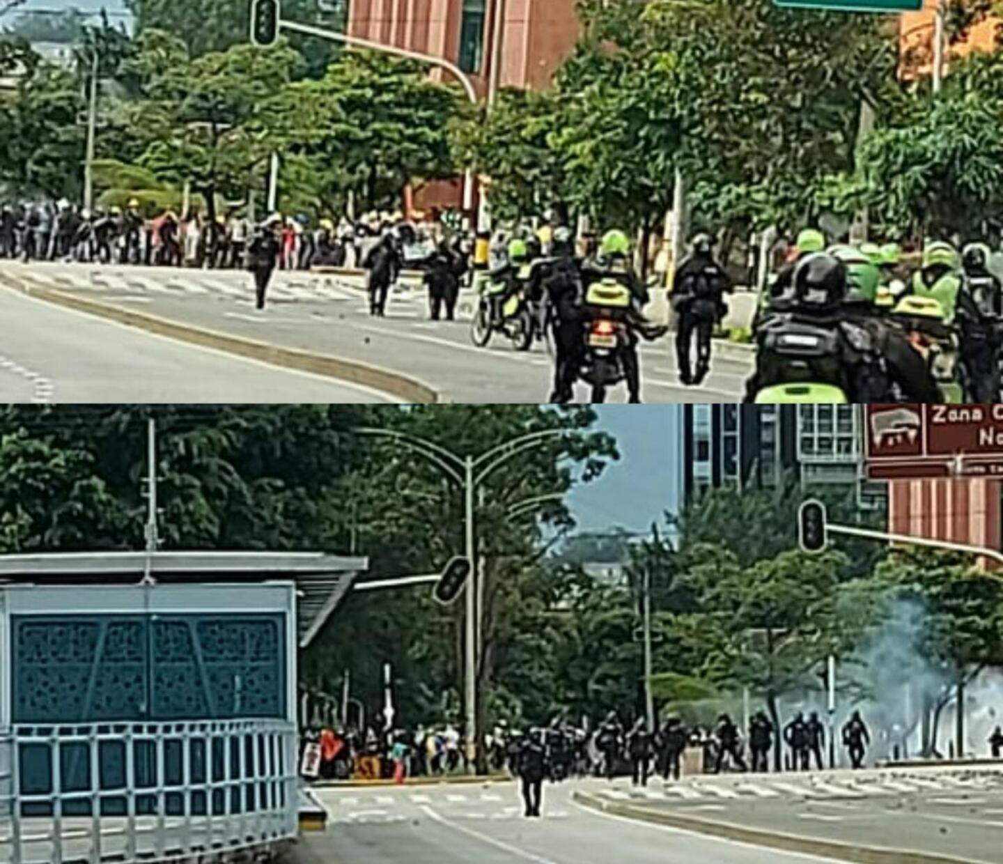 Disturbios en Medellín al finalizar las marchas.